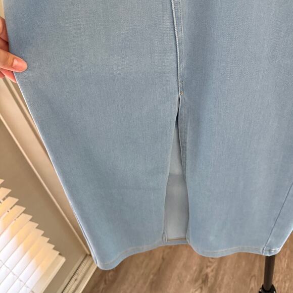 Halara Flex High Waisted Bodycon Denim Casual Midi Skirt Cyan Blue Small Stretch - Picture 5 of 12